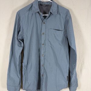 ExOfficio Men’s Small Blue Plaid Long Sleeve Hiking Fishing Travel Shirt